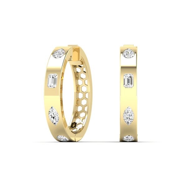 Diamond Multi-Shape Inlay Hoop Earrings Jeffrey Mann Fine Jewelers, Inc Toledo, OH