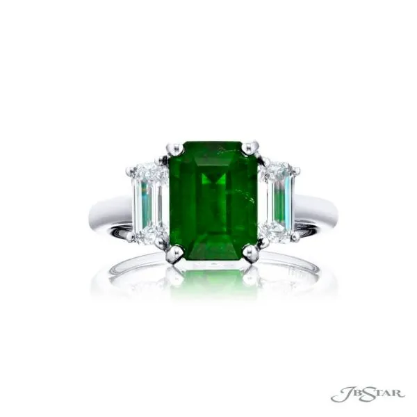 Emerald Three Stone Platinum Ring Jeffrey Mann Fine Jewelers, Inc Toledo, OH