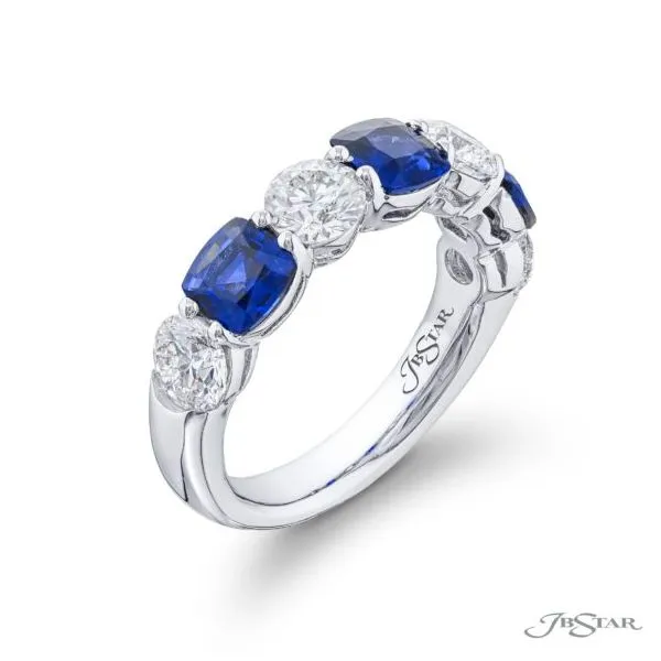 Alternating Cushion Cut Sapphire and Diamond Band Image 2 Jeffrey Mann Fine Jewelers, Inc Toledo, OH