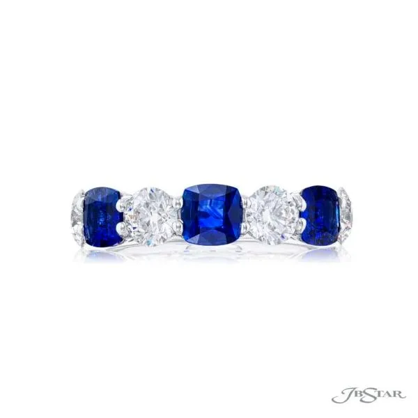 Alternating Cushion Cut Sapphire and Diamond Band Jeffrey Mann Fine Jewelers, Inc Toledo, OH