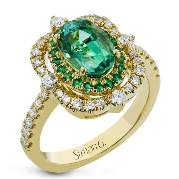 Green Tourmaline/Emerald Halo and Diamond Fashion Ring Jeffrey Mann Fine Jewelers, Inc Toledo, OH