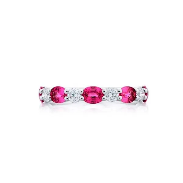 Pink Oval Sapphire and White Round Diamond Band Jeffrey Mann Fine Jewelers, Inc Toledo, OH