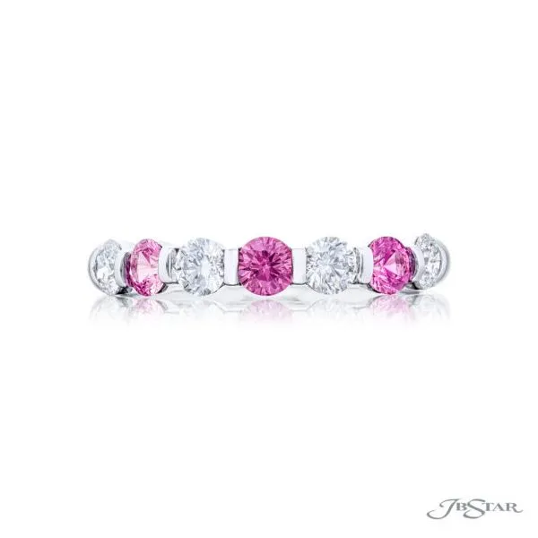 Pink Sapphire and Diamond Platinum Halo Band Jeffrey Mann Fine Jewelers, Inc Toledo, OH