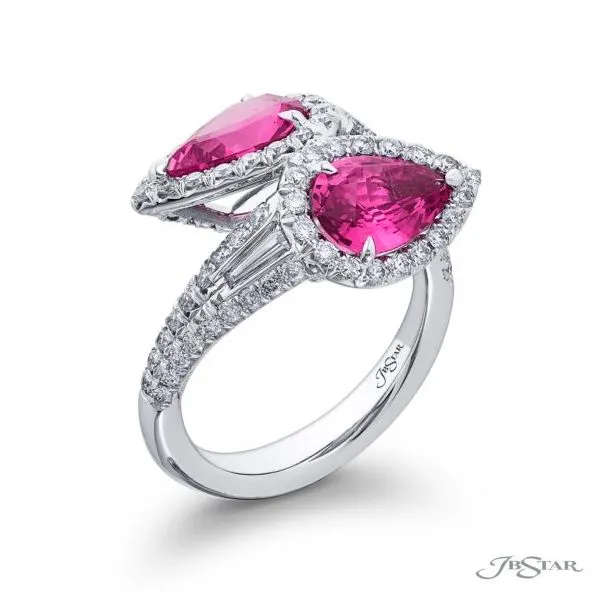 Pear Shape Pink Sapphire and Diamond Platinum Ring Image 2 Jeffrey Mann Fine Jewelers, Inc Toledo, OH