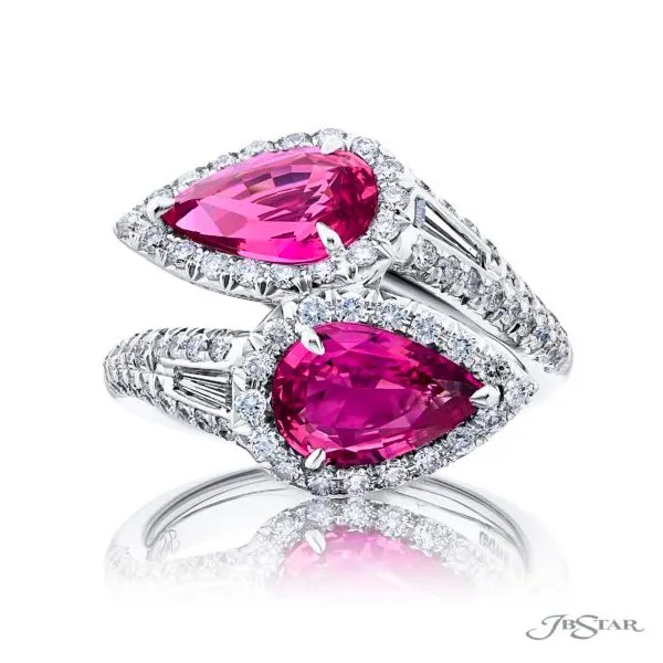 Pear Shape Pink Sapphire and Diamond Platinum Ring Jeffrey Mann Fine Jewelers, Inc Toledo, OH