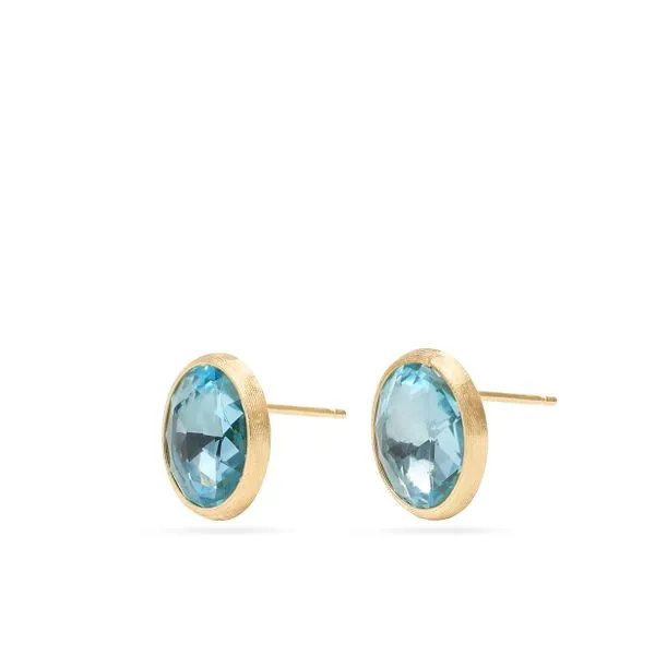 Jaipur Collection Blue Topaz and Diamond Accent Bezel Dangle Earrings Image 3 Jeffrey Mann Fine Jewelers, Inc Toledo, OH
