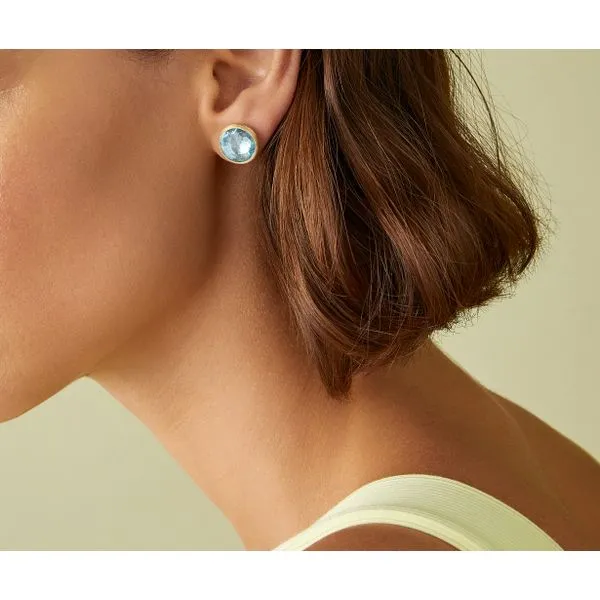 Jaipur Collection Blue Topaz and Diamond Accent Bezel Dangle Earrings Image 4 Jeffrey Mann Fine Jewelers, Inc Toledo, OH