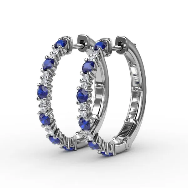 Alternating Sapphire and Diamond Hoop Earrings Jeffrey Mann Fine Jewelers, Inc Toledo, OH