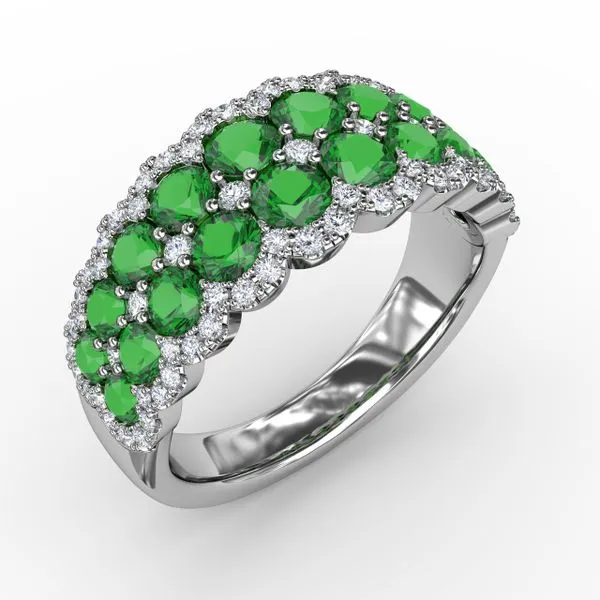 Two Row Emerald and Diamond Fashion Band Jeffrey Mann Fine Jewelers, Inc Toledo, OH