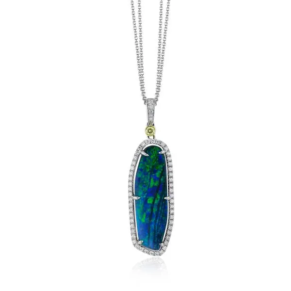 Boulder Opal and Diamond Halo Fashion Necklace Jeffrey Mann Fine Jewelers, Inc Toledo, OH