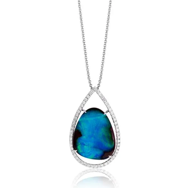 Gold Black Boulder Opal and Diamond Pendant Jeffrey Mann Fine Jewelers, Inc Toledo, OH