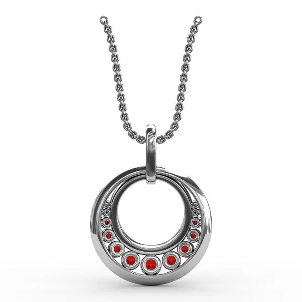 White Gold Ruby and Diamond Circle Pendant Image 2 Jeffrey Mann Fine Jewelers, Inc Toledo, OH