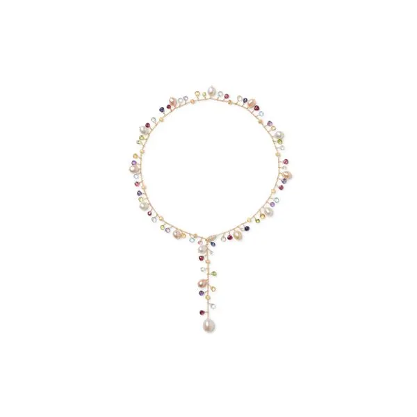 Paradise Collection Yellow Gold Multi-Color Gemstone Pink and White Baroque Pearl Necklace Image 3 Jeffrey Mann Fine Jewelers, Inc Toledo, OH