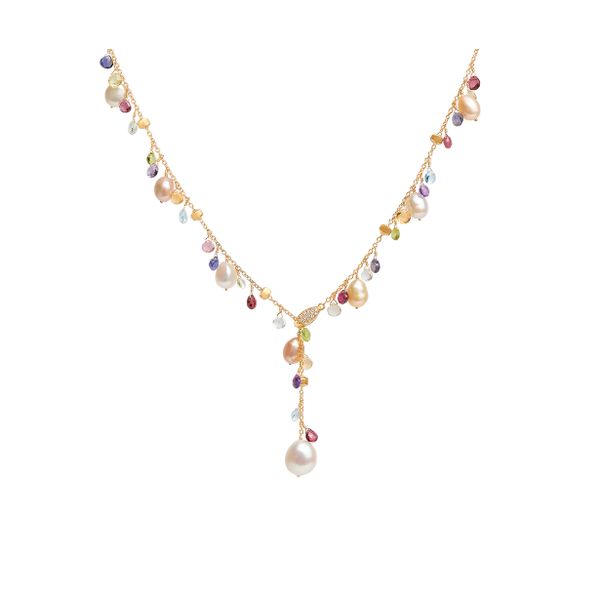 Paradise Collection Multi-Gemstone and Pearl Lariat Necklace Image 4 Jeffrey Mann Fine Jewelers, Inc Toledo, OH