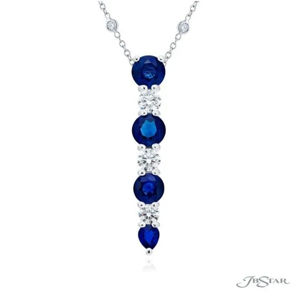 Seven Stone Sapphire and Diamond Drop Pendant Jeffrey Mann Fine Jewelers, Inc Toledo, OH