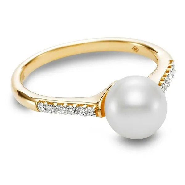 8-8.5MM Pearl and Diamond Ring in Yellow Gold Image 3 Jeffrey Mann Fine Jewelers, Inc Toledo, OH