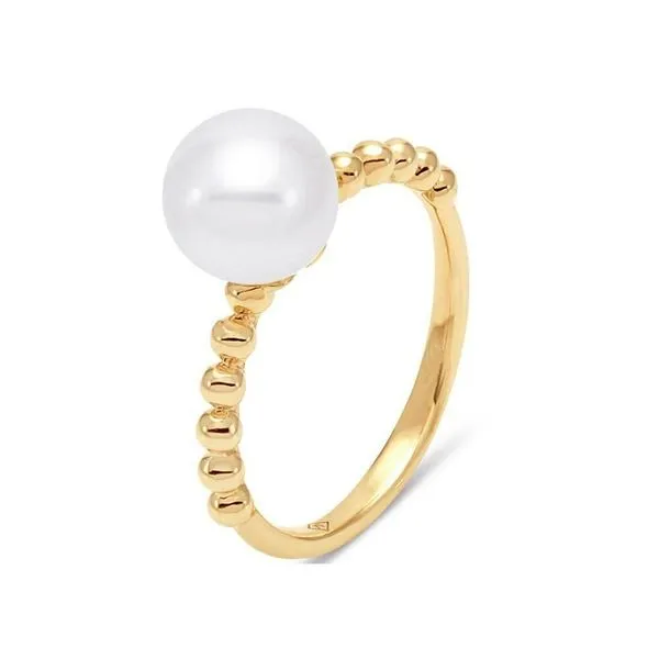 8-8.5MM Yellow Gold Bead Set Pearl Ring Image 2 Jeffrey Mann Fine Jewelers, Inc Toledo, OH