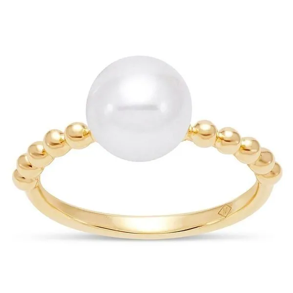8-8.5MM Yellow Gold Bead Set Pearl Ring Image 3 Jeffrey Mann Fine Jewelers, Inc Toledo, OH