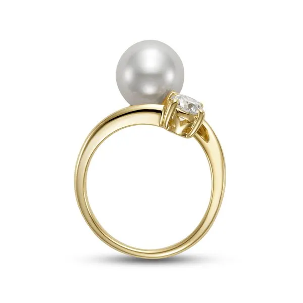 9.5-10MM Pearl and Bezel Set Round Diamond Bypass Ring Image 3 Jeffrey Mann Fine Jewelers, Inc Toledo, OH