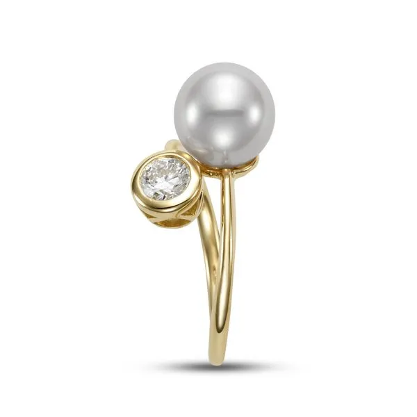 9.5-10MM Pearl and Bezel Set Round Diamond Bypass Ring Image 2 Jeffrey Mann Fine Jewelers, Inc Toledo, OH