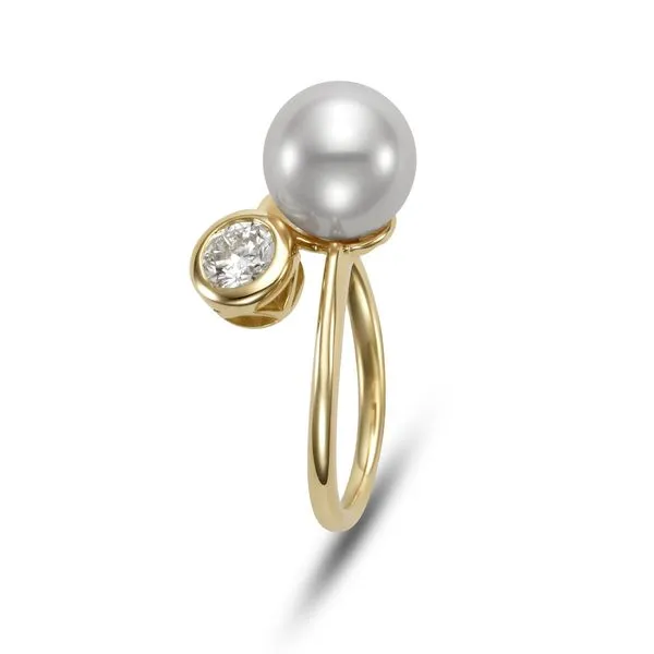 9.5-10MM Pearl and Bezel Set Round Diamond Bypass Ring Image 3 Jeffrey Mann Fine Jewelers, Inc Toledo, OH