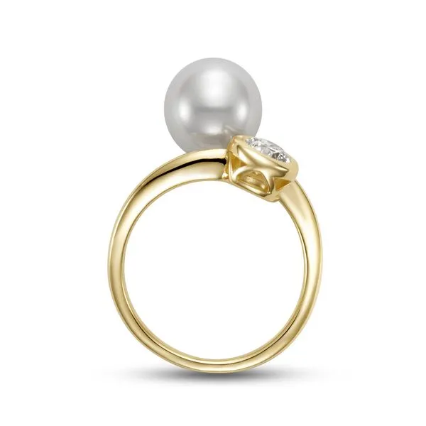 9.5-10MM Pearl and Bezel Set Round Diamond Bypass Ring Image 4 Jeffrey Mann Fine Jewelers, Inc Toledo, OH