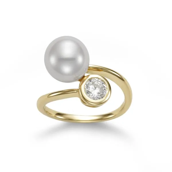 9.5-10MM Pearl and Bezel Set Round Diamond Bypass Ring Jeffrey Mann Fine Jewelers, Inc Toledo, OH