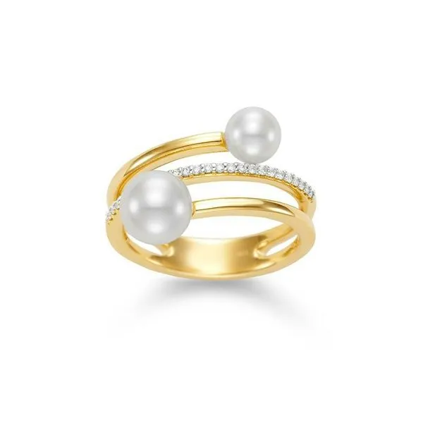 5-7MM Three Roll Pearl Ring with Diamond Accent Image 2 Jeffrey Mann Fine Jewelers, Inc Toledo, OH
