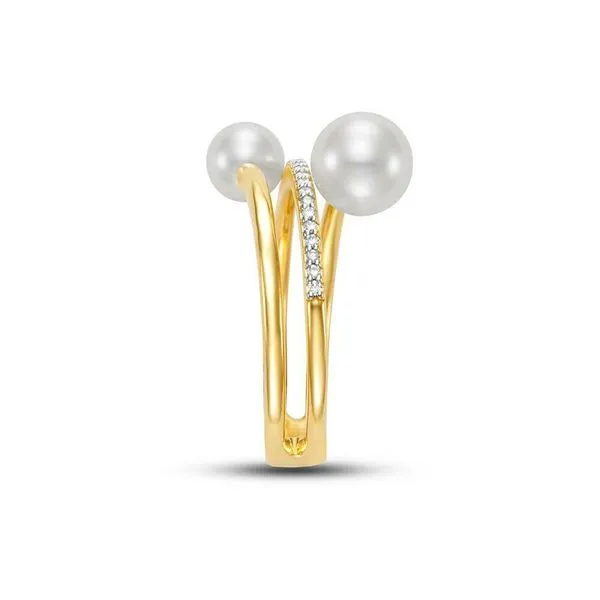 5-7MM Three Roll Pearl Ring with Diamond Accent Image 3 Jeffrey Mann Fine Jewelers, Inc Toledo, OH
