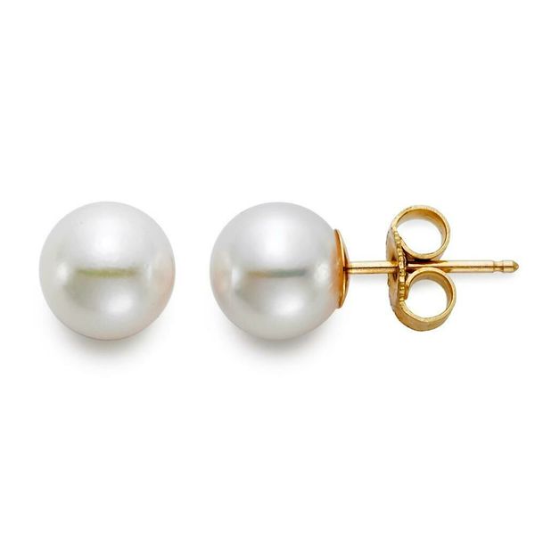 7.5-8MM Pearl Stud Earrings Mounted in Yellow Gold Jeffrey Mann Fine Jewelers, Inc Toledo, OH