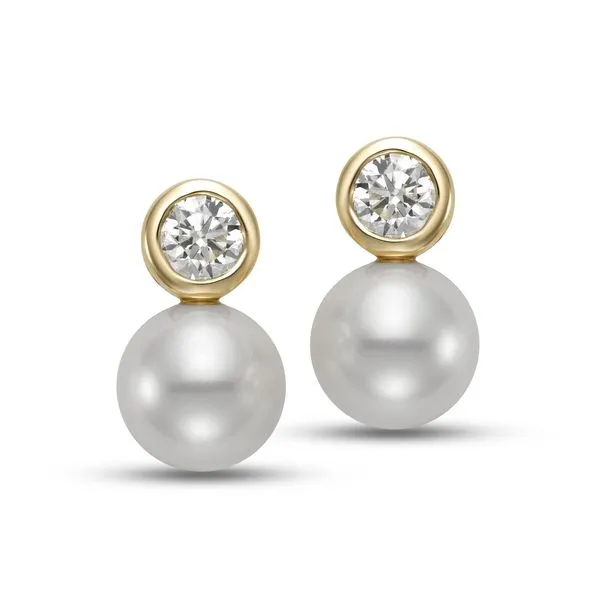 9.5-10MM Pearl and Bezel Set Diamond Earrings Jeffrey Mann Fine Jewelers, Inc Toledo, OH