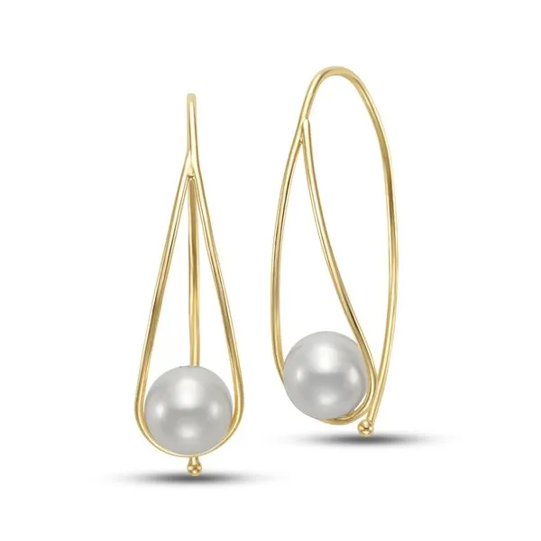 5.5-6MM Pearl Dangle Earrings in Yellow Gold Jeffrey Mann Fine Jewelers, Inc Toledo, OH