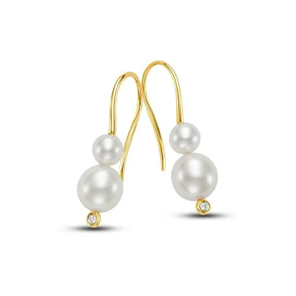 5-8MM Pearl Drop Earrings with Diamond Accent Image 3 Jeffrey Mann Fine Jewelers, Inc Toledo, OH