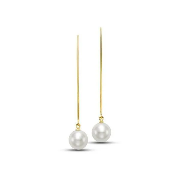 8.85MM Wire Pearl Earrings in Yellow Gold Jeffrey Mann Fine Jewelers, Inc Toledo, OH