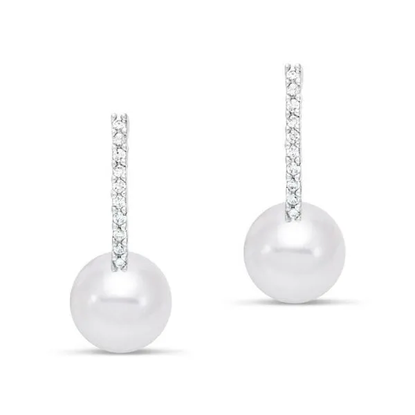 7.5-8MM Pearl and Diamond Huggie Earrings Jeffrey Mann Fine Jewelers, Inc Toledo, OH