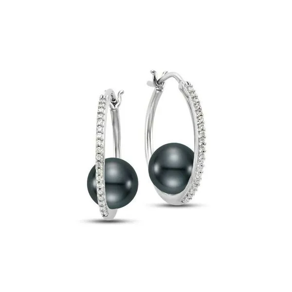 8.5-9MM Tahitian Pearl and Diamond Earrings in White Gold Jeffrey Mann Fine Jewelers, Inc Toledo, OH
