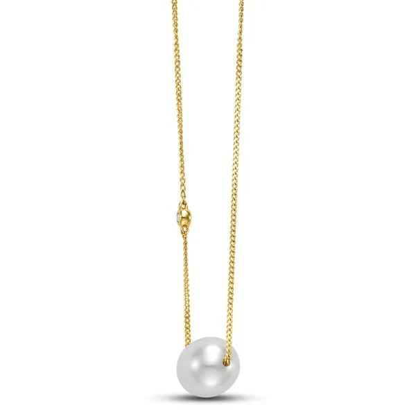 9-10MM Floating Pearl Necklace with Diamond Accent Image 2 Jeffrey Mann Fine Jewelers, Inc Toledo, OH