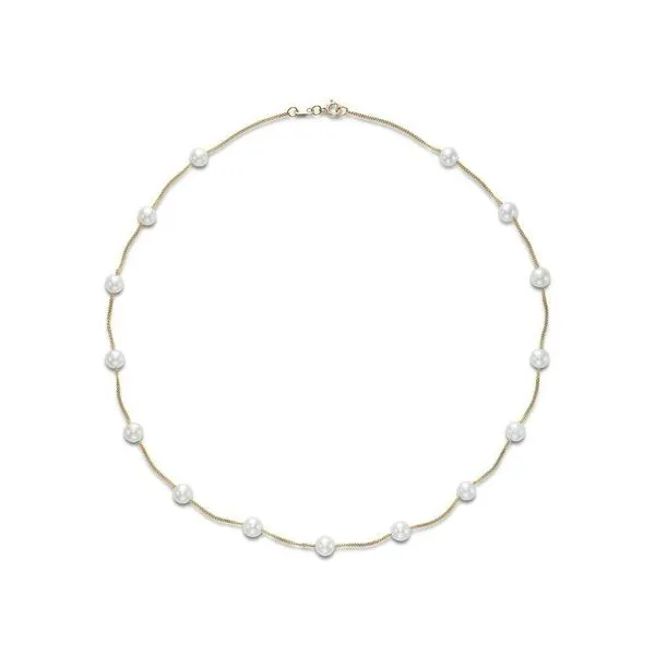 5.5-6MM Tin Cup Pearl Necklace in Yellow Gold Image 2 Jeffrey Mann Fine Jewelers, Inc Toledo, OH