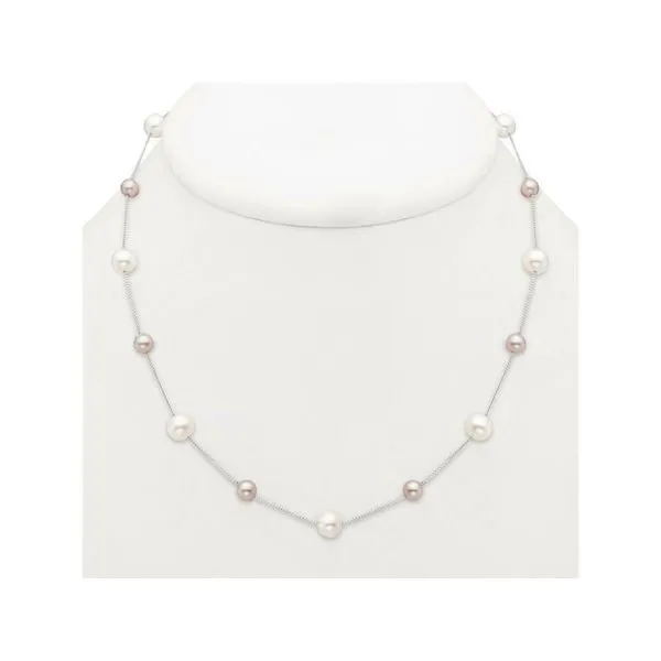 Alternating Pink and White Pearl Tin Cup Necklace Image 2 Jeffrey Mann Fine Jewelers, Inc Toledo, OH