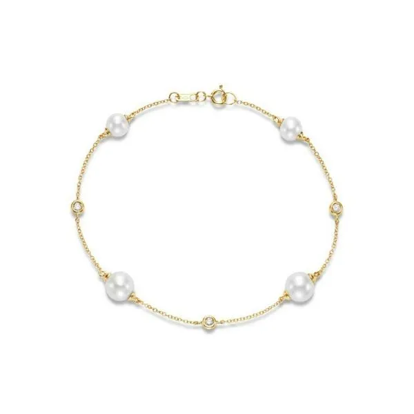 5-7.5MM Tin Cup Pearl Bracelet with Diamond Accents Image 2 Jeffrey Mann Fine Jewelers, Inc Toledo, OH