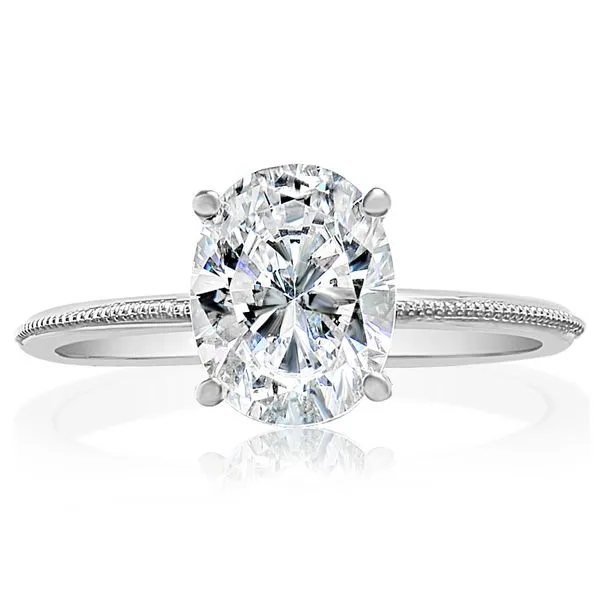 Knife Edge Millgrain Solitaire Mounting in White Gold Image 2 Jeffrey Mann Fine Jewelers, Inc Toledo, OH