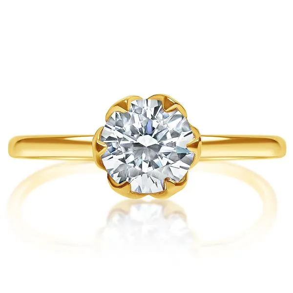 Flower Head Solitaire Mounting in Yellow Gold Image 2 Jeffrey Mann Fine Jewelers, Inc Toledo, OH