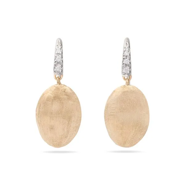Siviglia Collection White and Yellow Gold Dangle Earrings with Diamond Accents Jeffrey Mann Fine Jewelers, Inc Toledo, OH