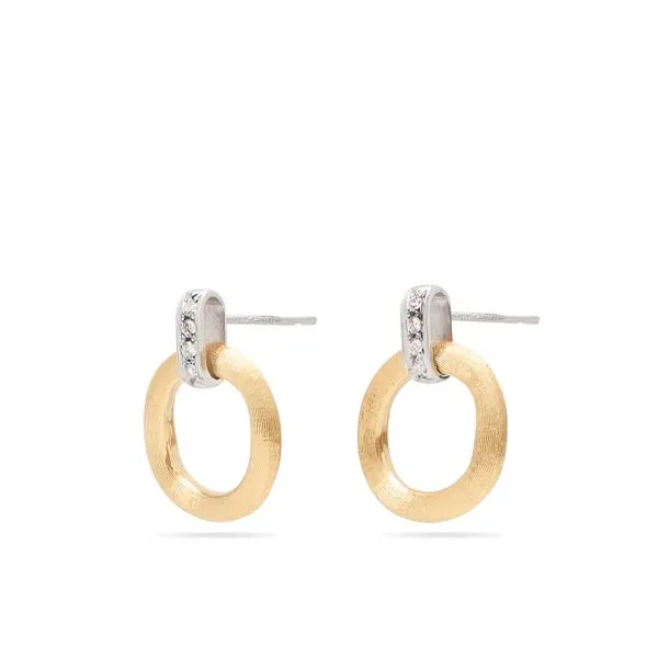Jaipur Collection White and Yellow Gold Link Earrings with Diamond Accents Image 2 Jeffrey Mann Fine Jewelers, Inc Toledo, OH