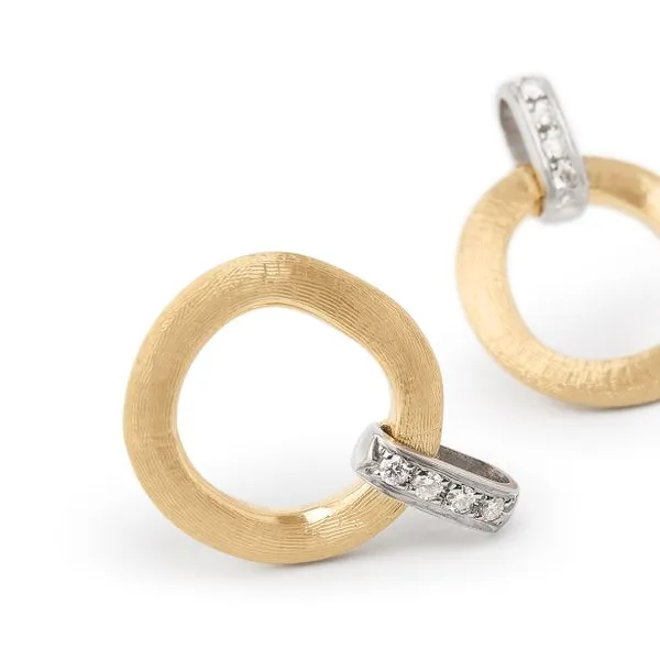Jaipur Collection White and Yellow Gold Link Earrings with Diamond Accents Image 3 Jeffrey Mann Fine Jewelers, Inc Toledo, OH