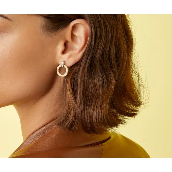 Jaipur Collection White and Yellow Gold Link Earrings with Diamond Accents Image 4 Jeffrey Mann Fine Jewelers, Inc Toledo, OH