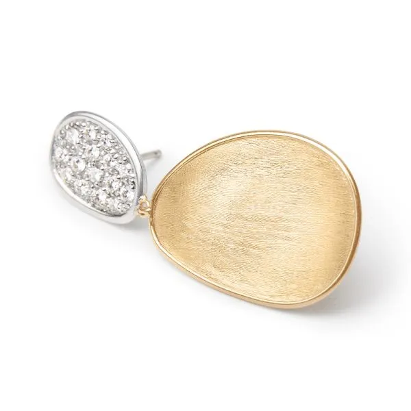 Lunaria Collection White and Yellow Gold Diamond Dangle Earrings Image 2 Jeffrey Mann Fine Jewelers, Inc Toledo, OH