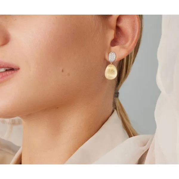 Lunaria Collection White and Yellow Gold Diamond Dangle Earrings Image 4 Jeffrey Mann Fine Jewelers, Inc Toledo, OH