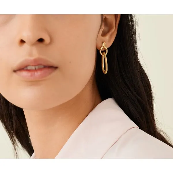 Jaipur Collection Yellow Gold Oval and Round Link Dangle Earrings Image 3 Jeffrey Mann Fine Jewelers, Inc Toledo, OH