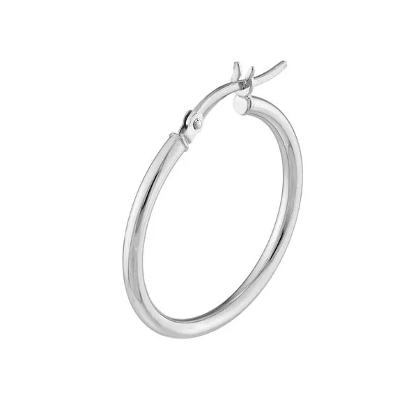 White Gold 25mm Hoop Earrings Image 3 Jeffrey Mann Fine Jewelers, Inc Toledo, OH